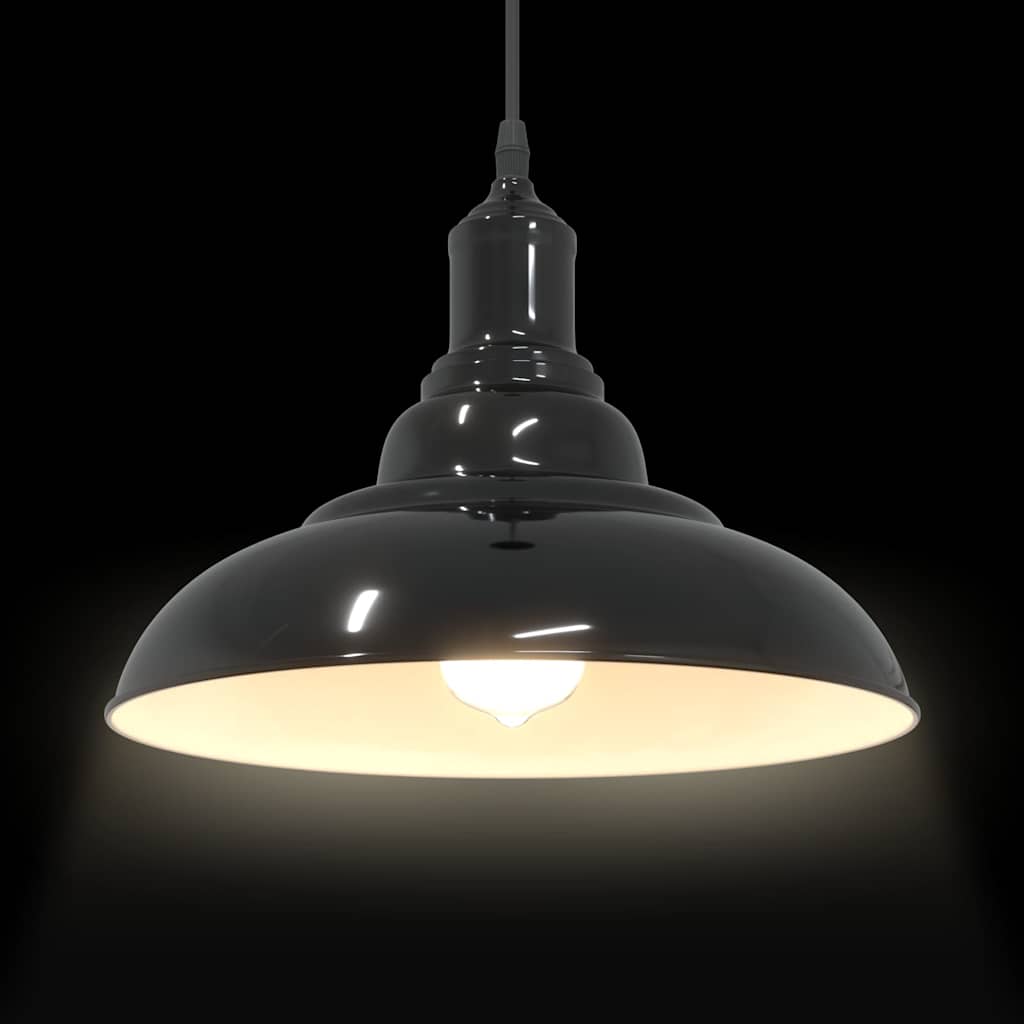 vidaXL Lampa wisząca z regulacją wysokości E27 połysk czarny metal