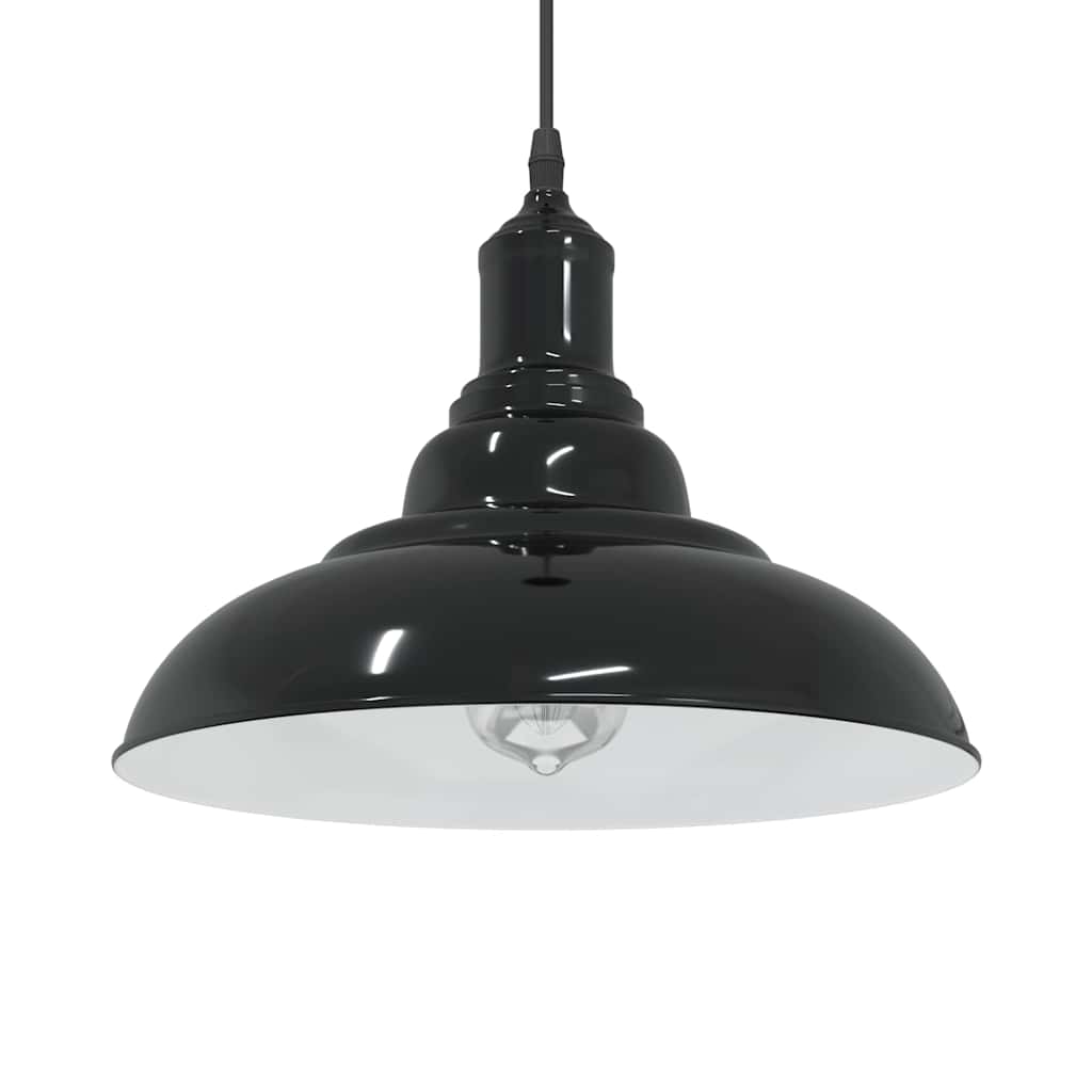 vidaXL Lampa wisząca z regulacją wysokości E27 połysk czarny metal