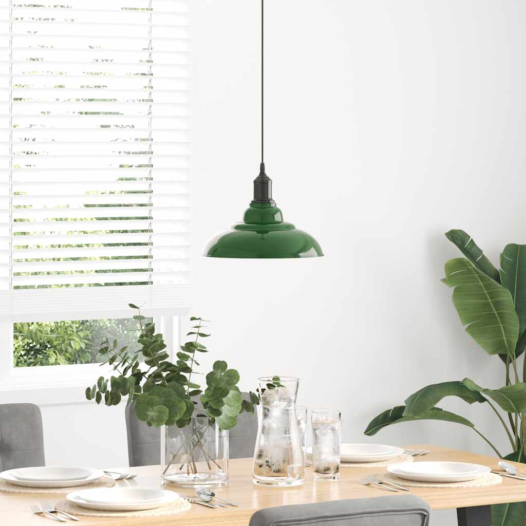 vidaXL Lampa wisząca z regulacją wysokości E27 połysk zielony metal
