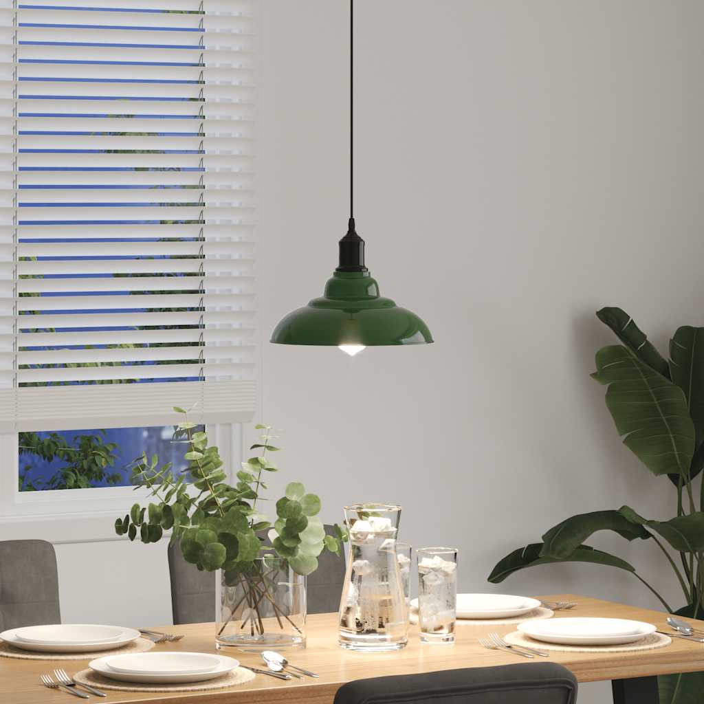 vidaXL Lampa wisząca z regulacją wysokości E27 połysk zielony metal
