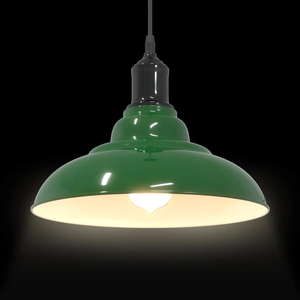 vidaXL Lampa wisząca z regulacją wysokości E27 połysk zielony metal