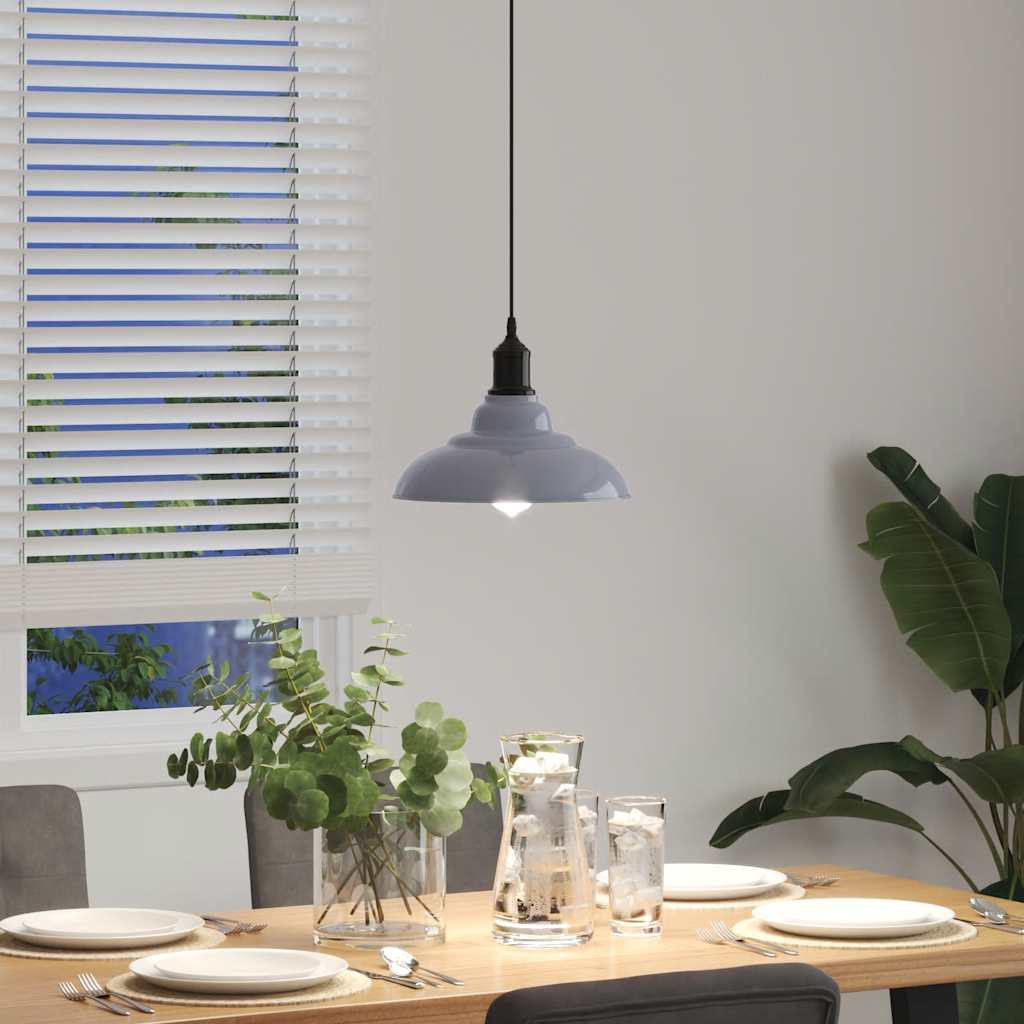vidaXL Lampa wisząca z regulacją wysokości E27 połysk szary metal