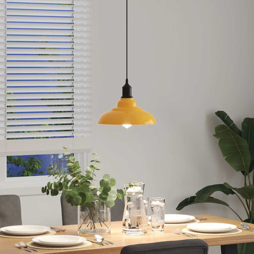 vidaXL Lampa wisząca z regulacją wysokości E27 połysk żółty metal