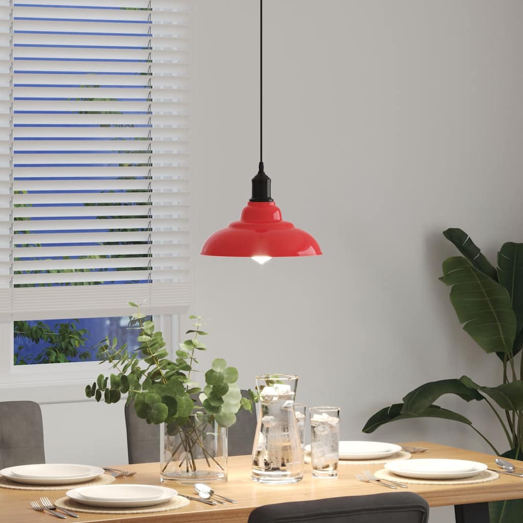 vidaXL Lampa wisząca z regulacją wysokości E27 połysk czerwony metal