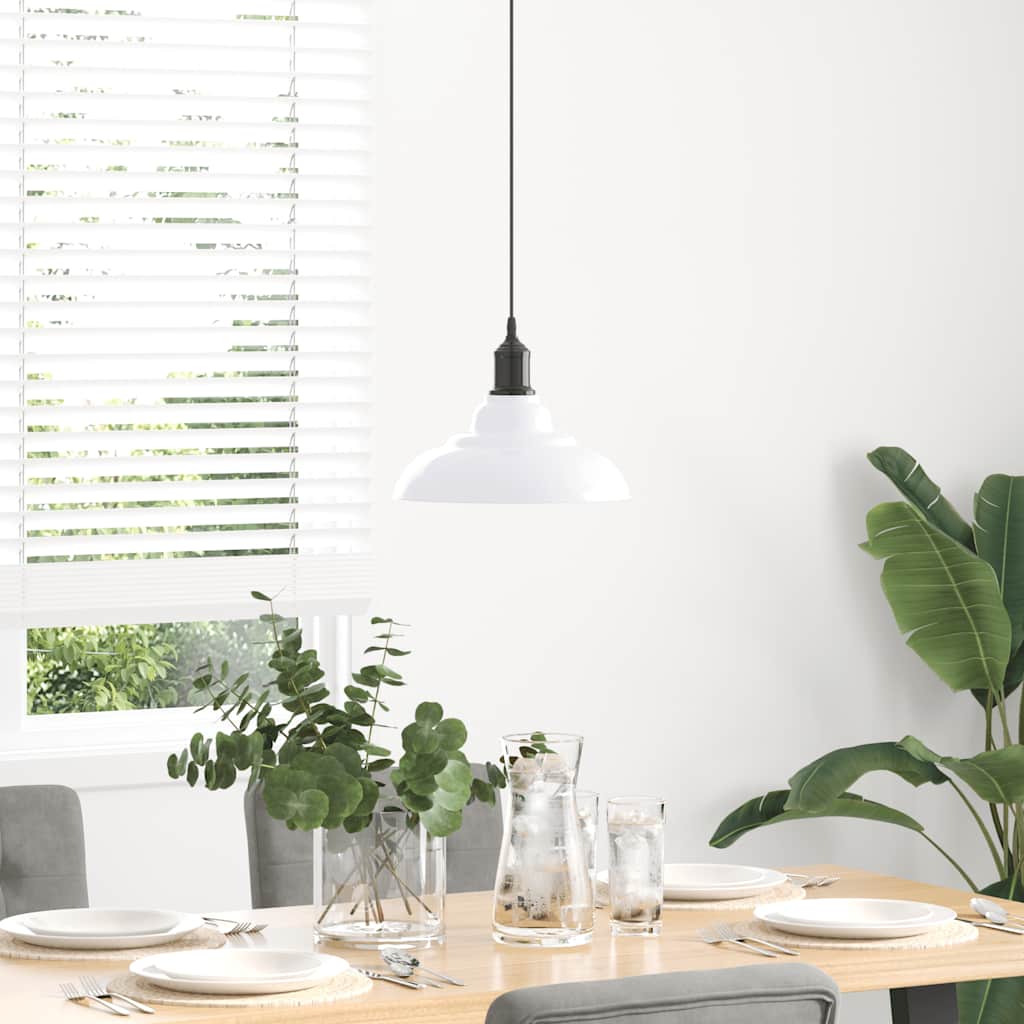 vidaXL Lampa wisząca z regulacją wysokości E27 połysk biały metal