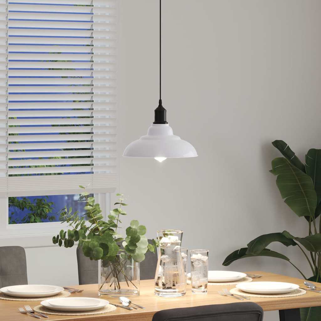 vidaXL Lampa wisząca z regulacją wysokości E27 połysk biały metal