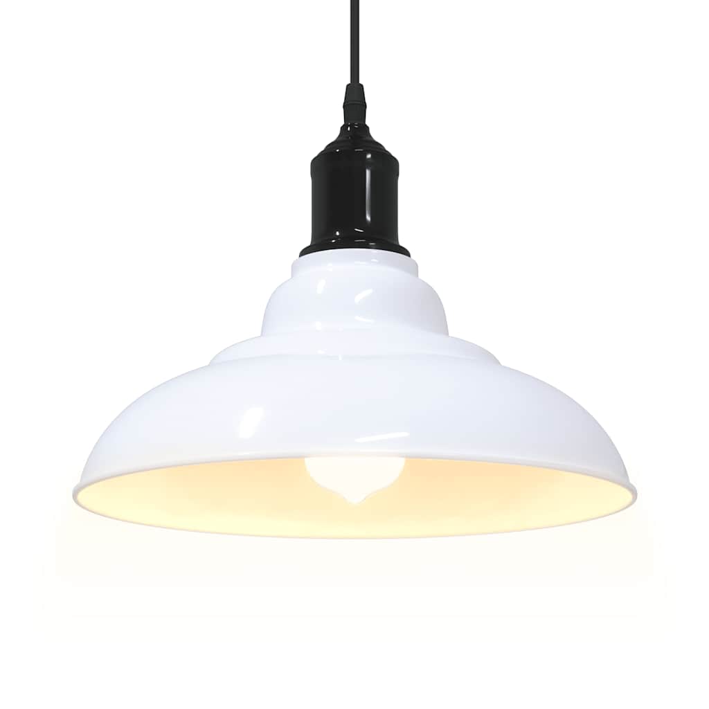 vidaXL Lampa wisząca z regulacją wysokości E27 połysk biały metal