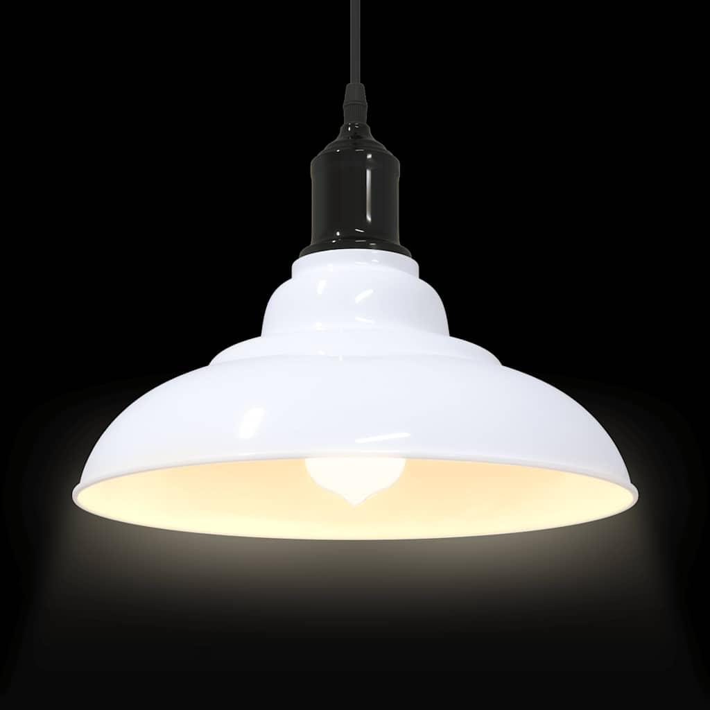 vidaXL Lampa wisząca z regulacją wysokości E27 połysk biały metal