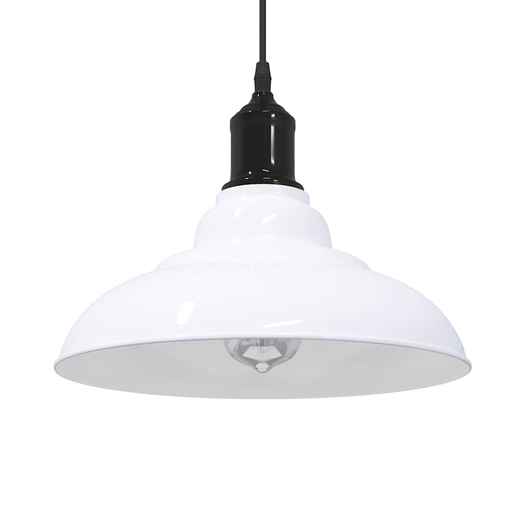 vidaXL Lampa wisząca z regulacją wysokości E27 połysk biały metal
