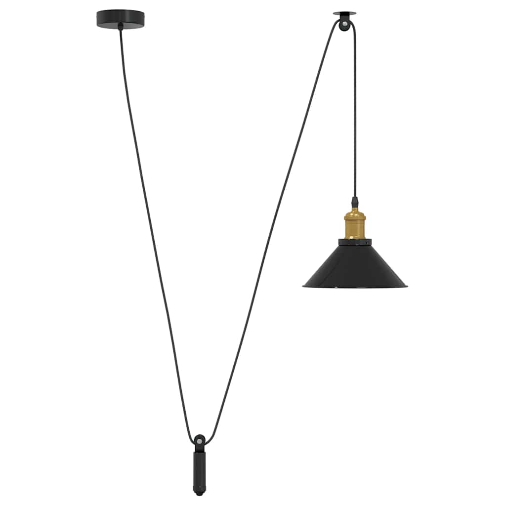 vidaXL Lampa wisząca z regulacją wysokości E27 połysk czarny metal