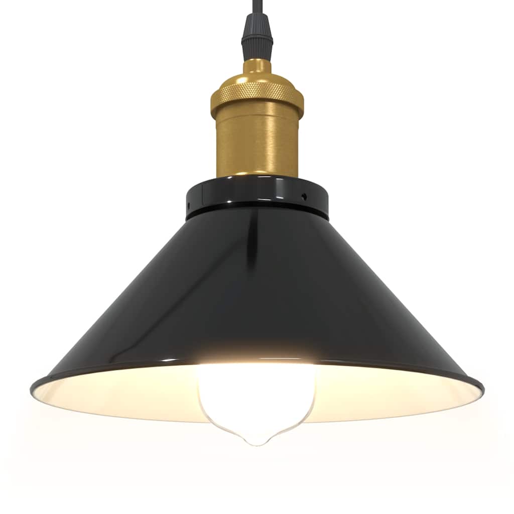 vidaXL Lampa wisząca z regulacją wysokości E27 połysk czarny metal