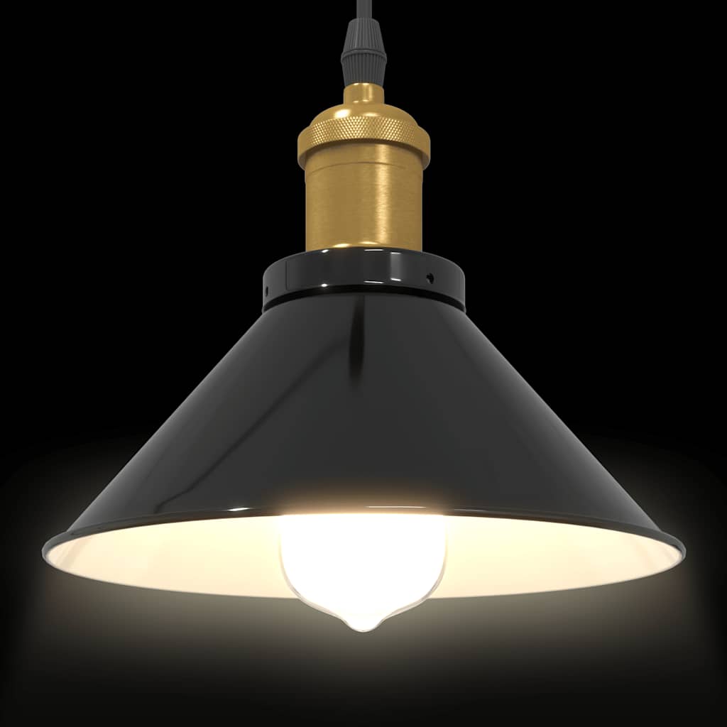 vidaXL Lampa wisząca z regulacją wysokości E27 połysk czarny metal