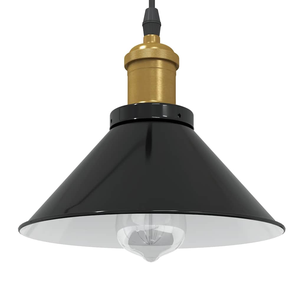 vidaXL Lampa wisząca z regulacją wysokości E27 połysk czarny metal