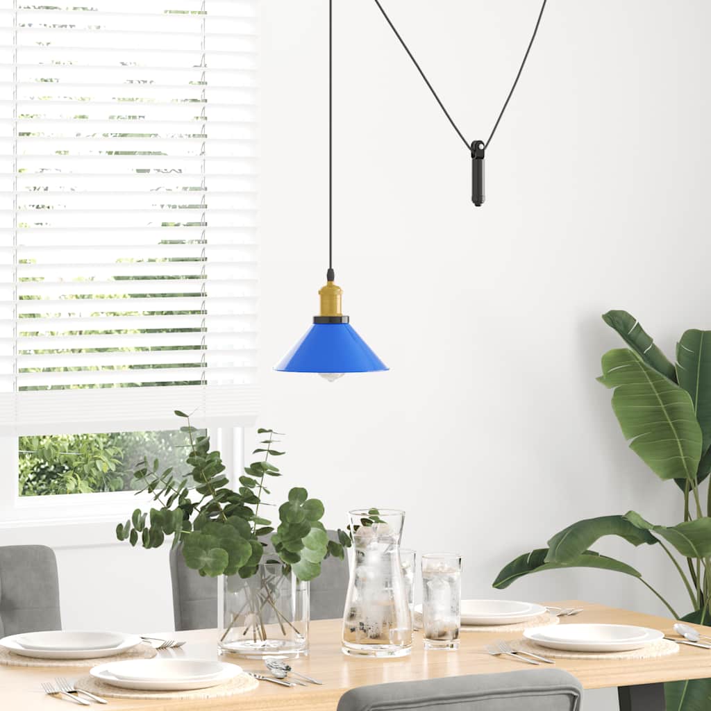 vidaXL Lampa wisząca z regulacją wysokości E27 połysk ciemnoniebieski