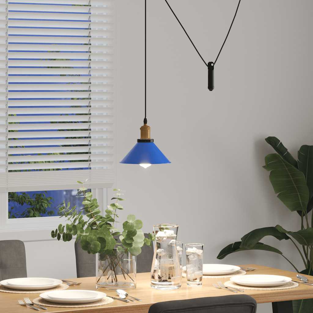 vidaXL Lampa wisząca z regulacją wysokości E27 połysk ciemnoniebieski