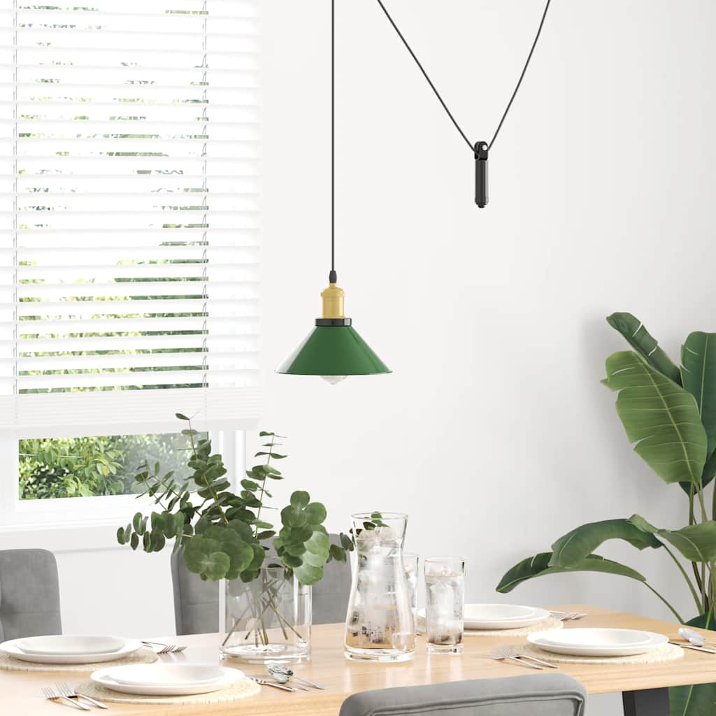 vidaXL Lampa wisząca z regulacją wysokości E27 połysk zielony