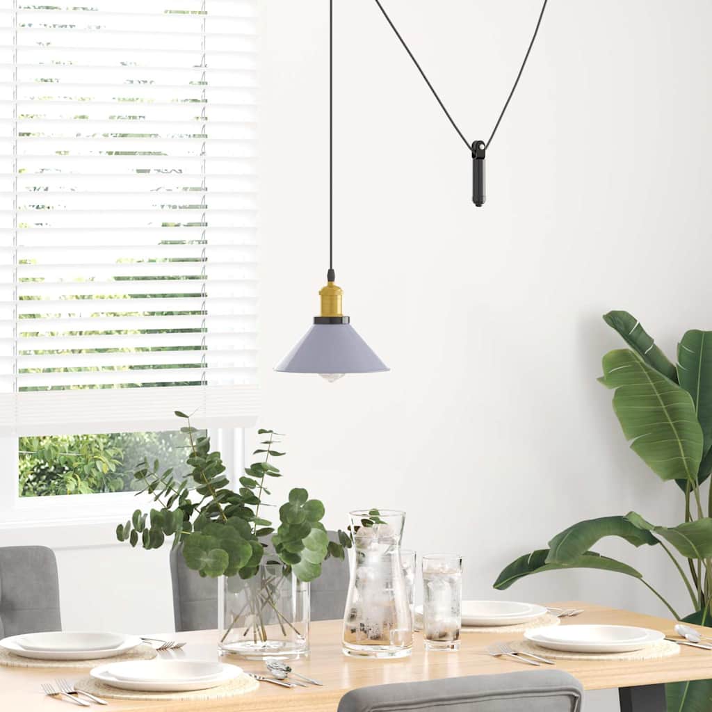 vidaXL Lampa wisząca z regulacją wysokości E27 połysk szary