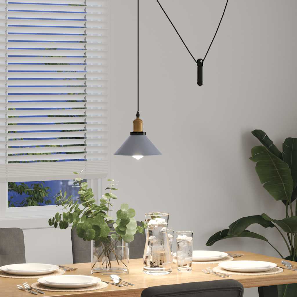 vidaXL Lampa wisząca z regulacją wysokości E27 połysk szary