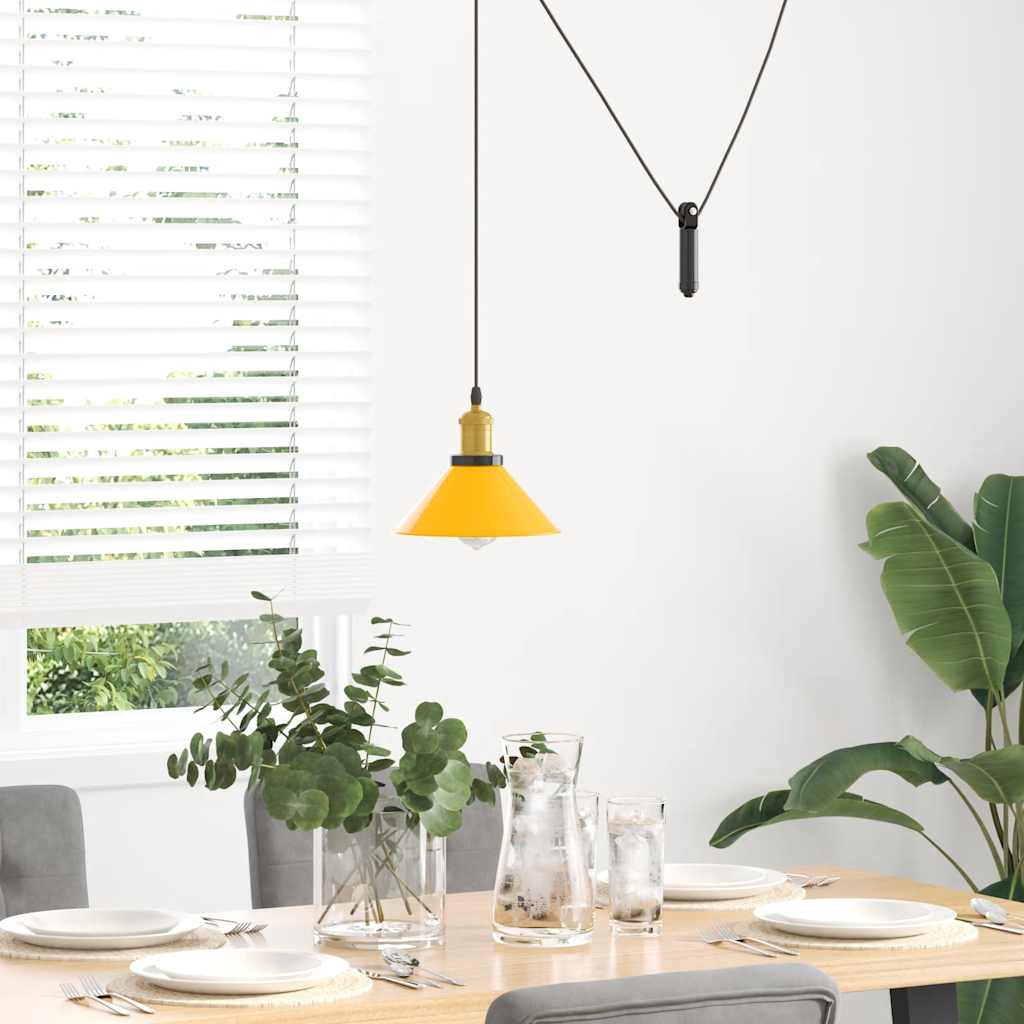 vidaXL Lampa wisząca z regulacją wysokości E27 połysk żółty