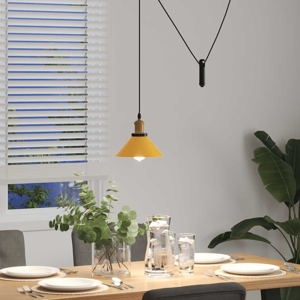 vidaXL Lampa wisząca z regulacją wysokości E27 połysk żółty