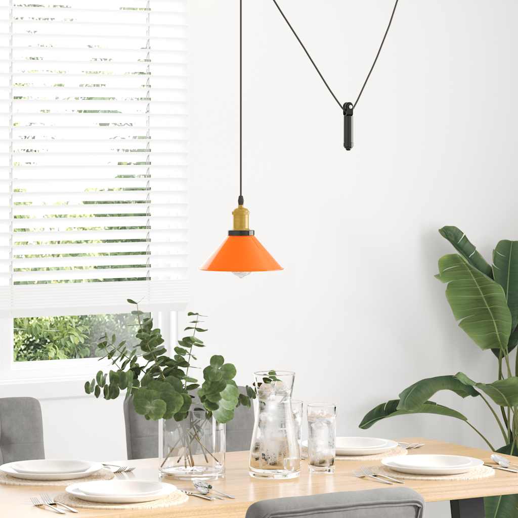 vidaXL Lampa wisząca z regulacją wysokości E27 Pomarańczowy połysk