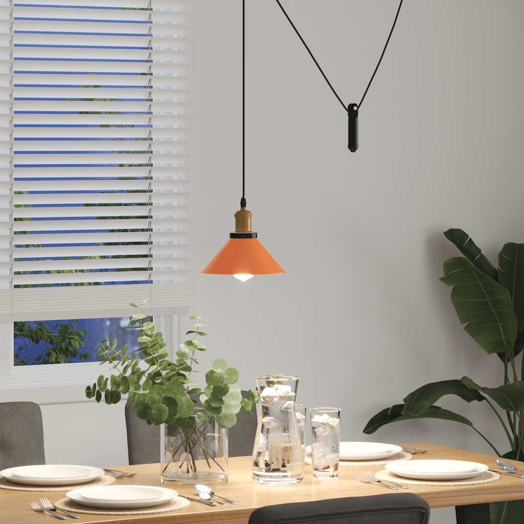 vidaXL Lampa wisząca z regulacją wysokości E27 Pomarańczowy połysk
