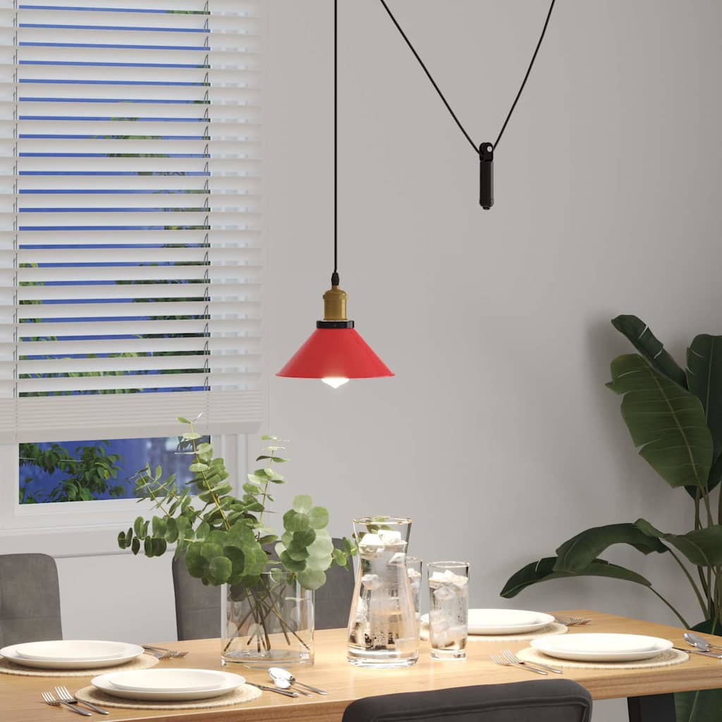 vidaXL Lampa wisząca z regulacją wysokości E27 połysk czerwony