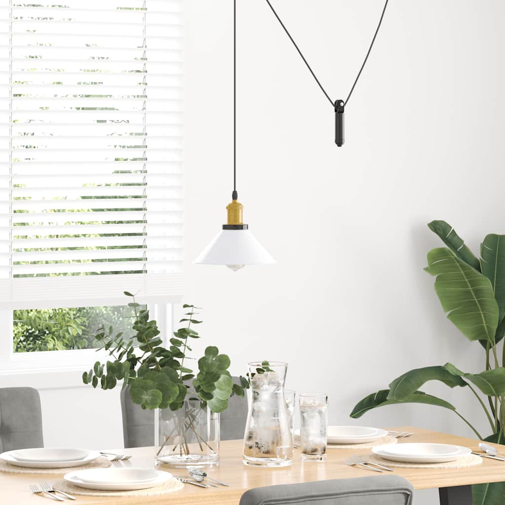 vidaXL Lampa wisząca z regulacją wysokości E27 połysk biały