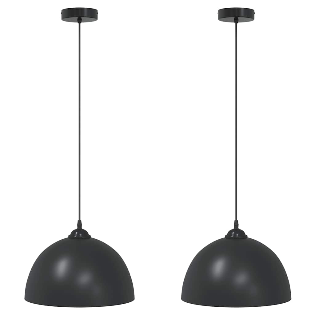 vidaXL Lampy wiszące 2 szt. Regulowana wysokość E27 Czarny Metal