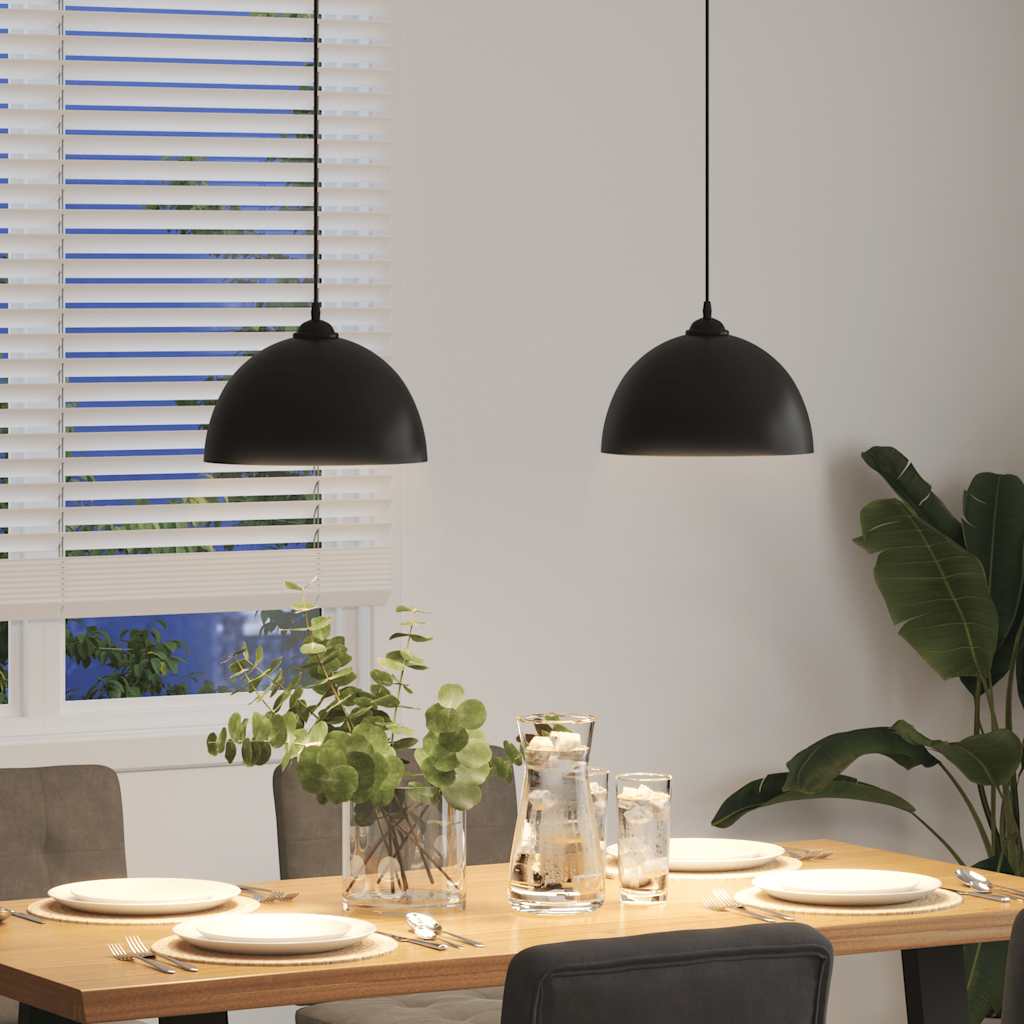 vidaXL Lampy wiszące 2 szt. Regulowana wysokość E27 Czarny Metal