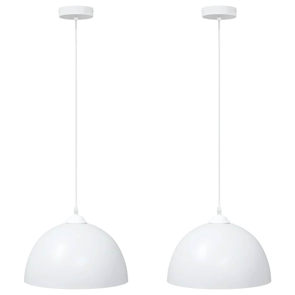 vidaXL Lampy wiszące 2 szt. Regulowana wysokość E27 Biały Ø30 cm Metal