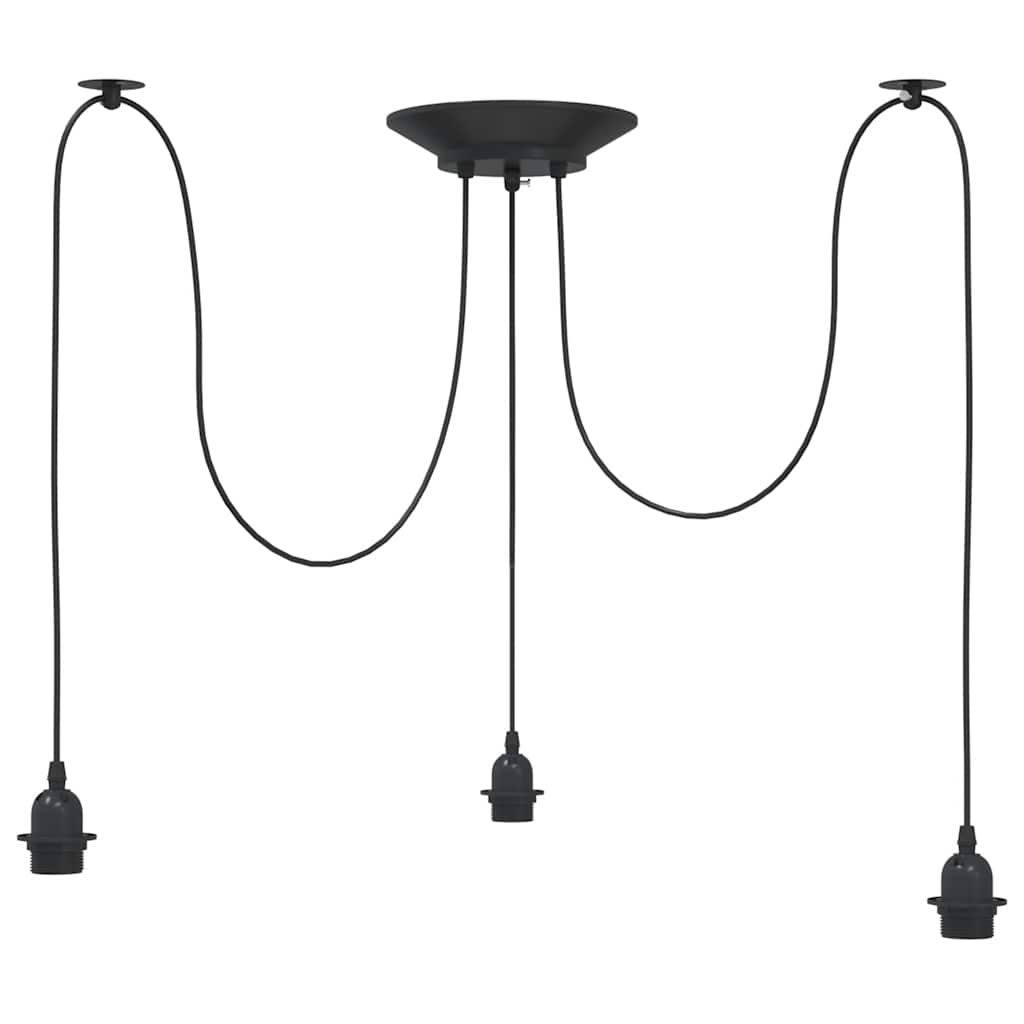 vidaXL Lampa wisząca z 3 uchwytami na żarówki E27 Czarny metal