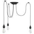 vidaXL Lampa wisząca z 3 uchwytami na żarówki E27 Czarny metal