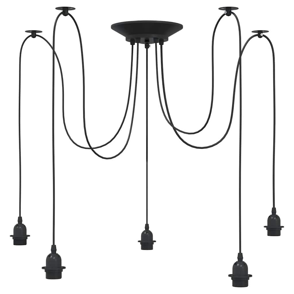 vidaXL Lampa wisząca z 5 uchwytami na żarówki E27 Czarny metal
