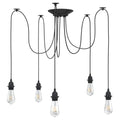 vidaXL Lampa wisząca z 5 uchwytami na żarówki E27 Czarny metal