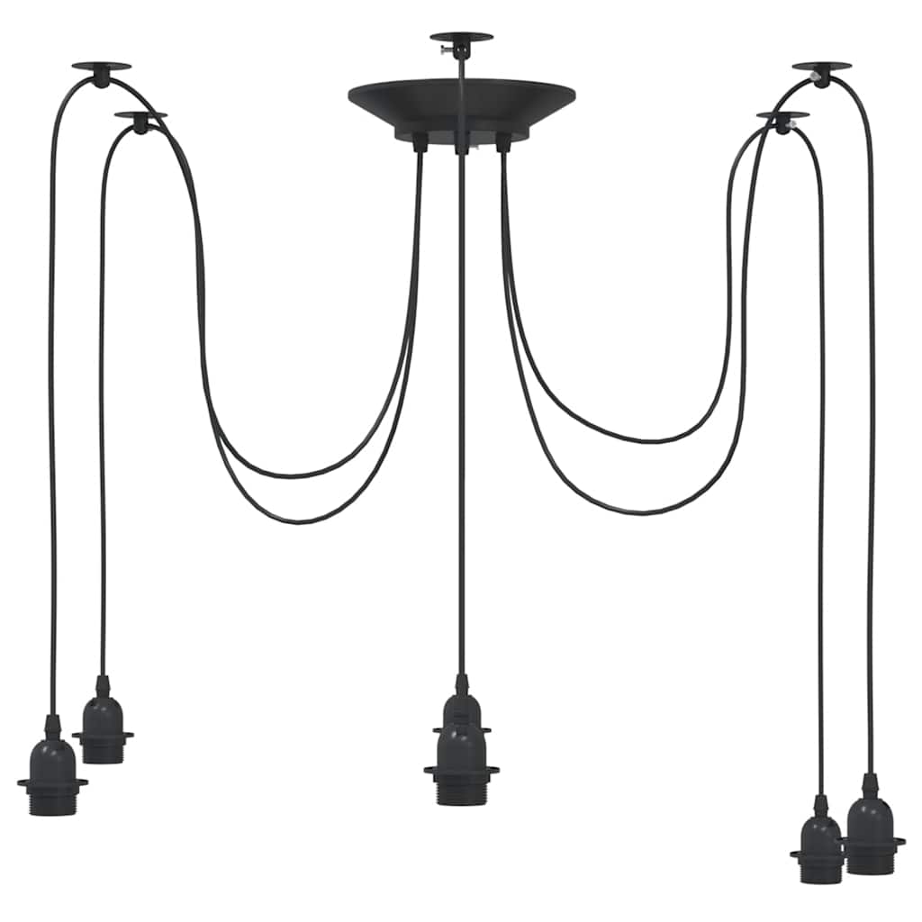 vidaXL Lampa wisząca z 6 uchwytami na żarówki E27 Czarny metal