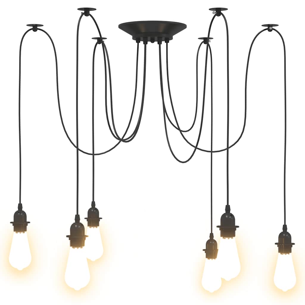 vidaXL Lampa wisząca z 6 uchwytami na żarówki E27 Czarny metal