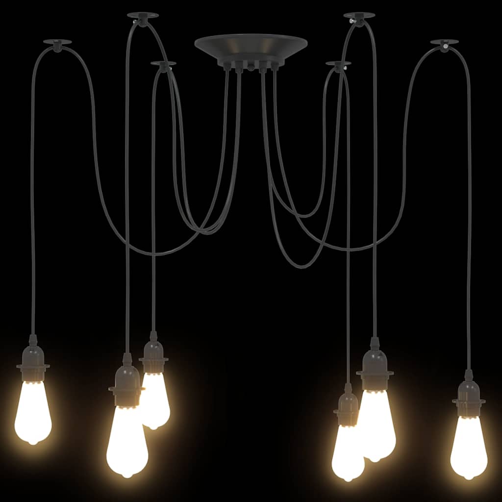 vidaXL Lampa wisząca z 6 uchwytami na żarówki E27 Czarny metal