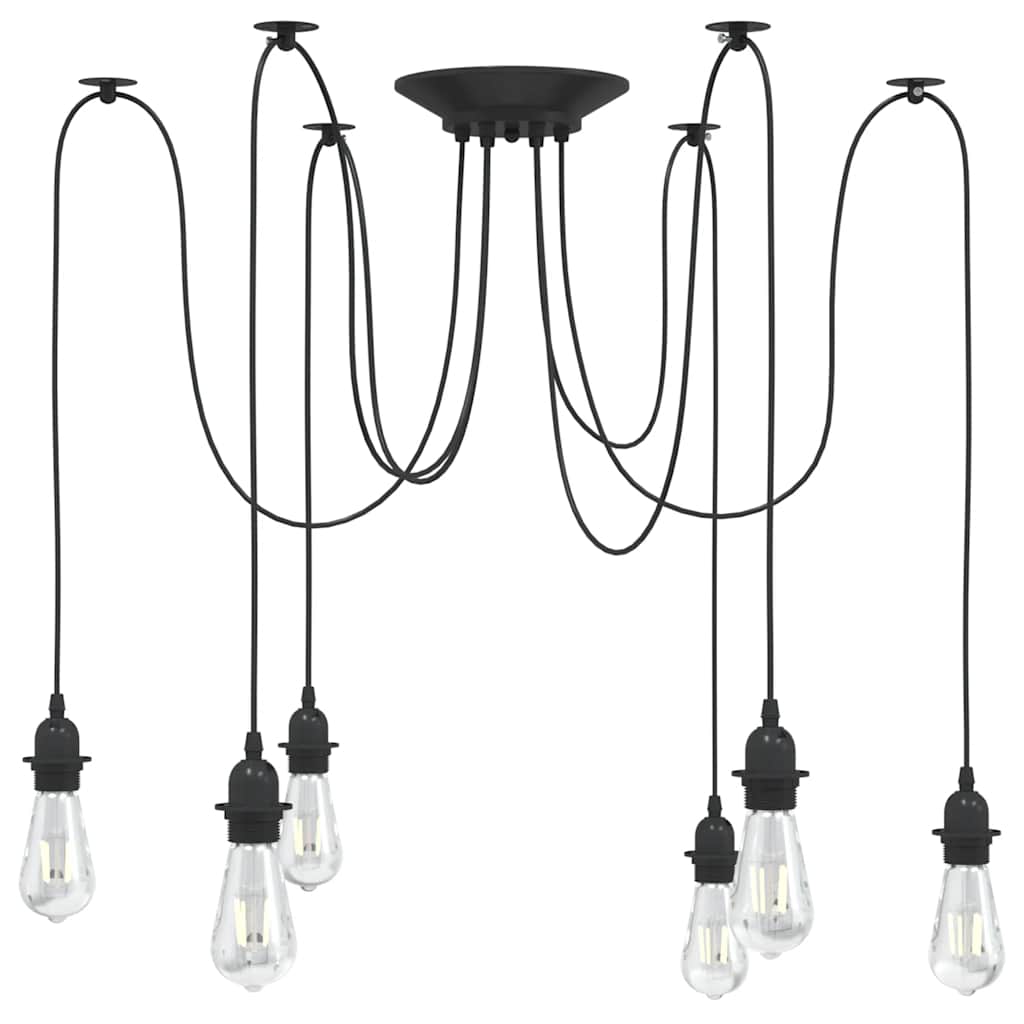 vidaXL Lampa wisząca z 6 uchwytami na żarówki E27 Czarny metal