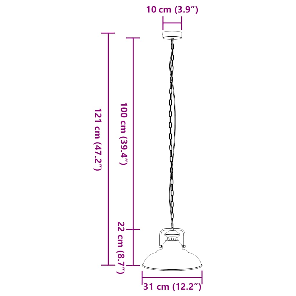 vidaXL Lampa wisząca E27 Czarna Ø 31 cm Żelazo