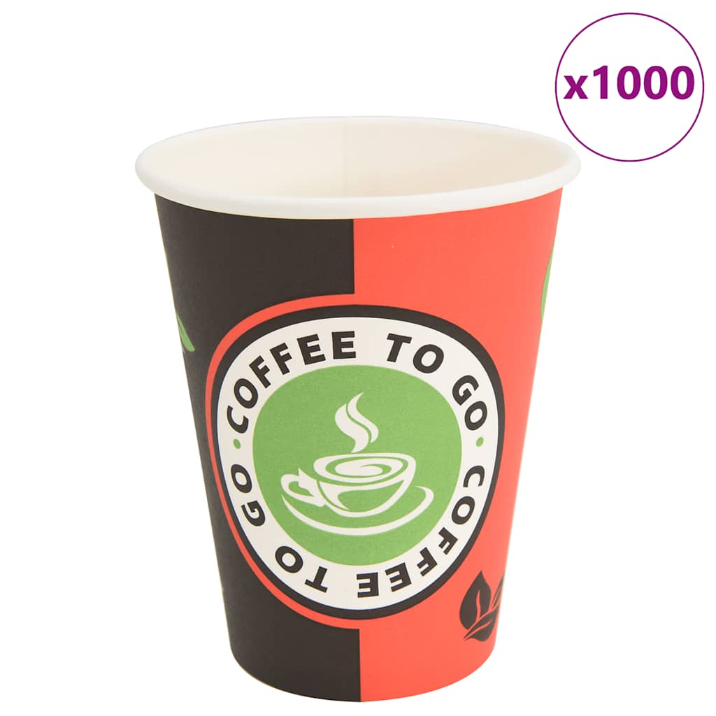 vidaXL Papierowe kubki, 1000 szt., 12oz, 300ml, czerwony i czarny