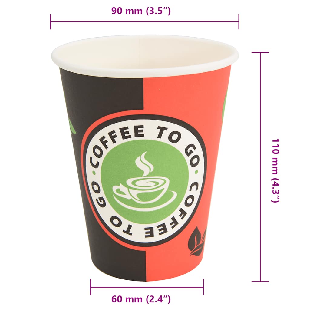 vidaXL Papierowe kubki, 1000 szt., 12oz, 300ml, czerwony i czarny