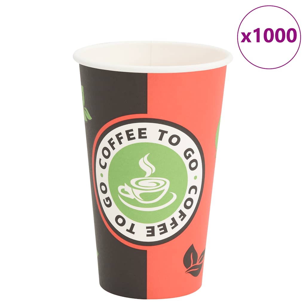 vidaXL Papierowe kubki, 1000 szt., 16oz, 400ml, czerwony i czarny