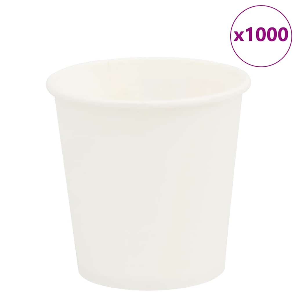 vidaXL Papierowe kubki, 1000 szt., 4oz, 100ml, biały