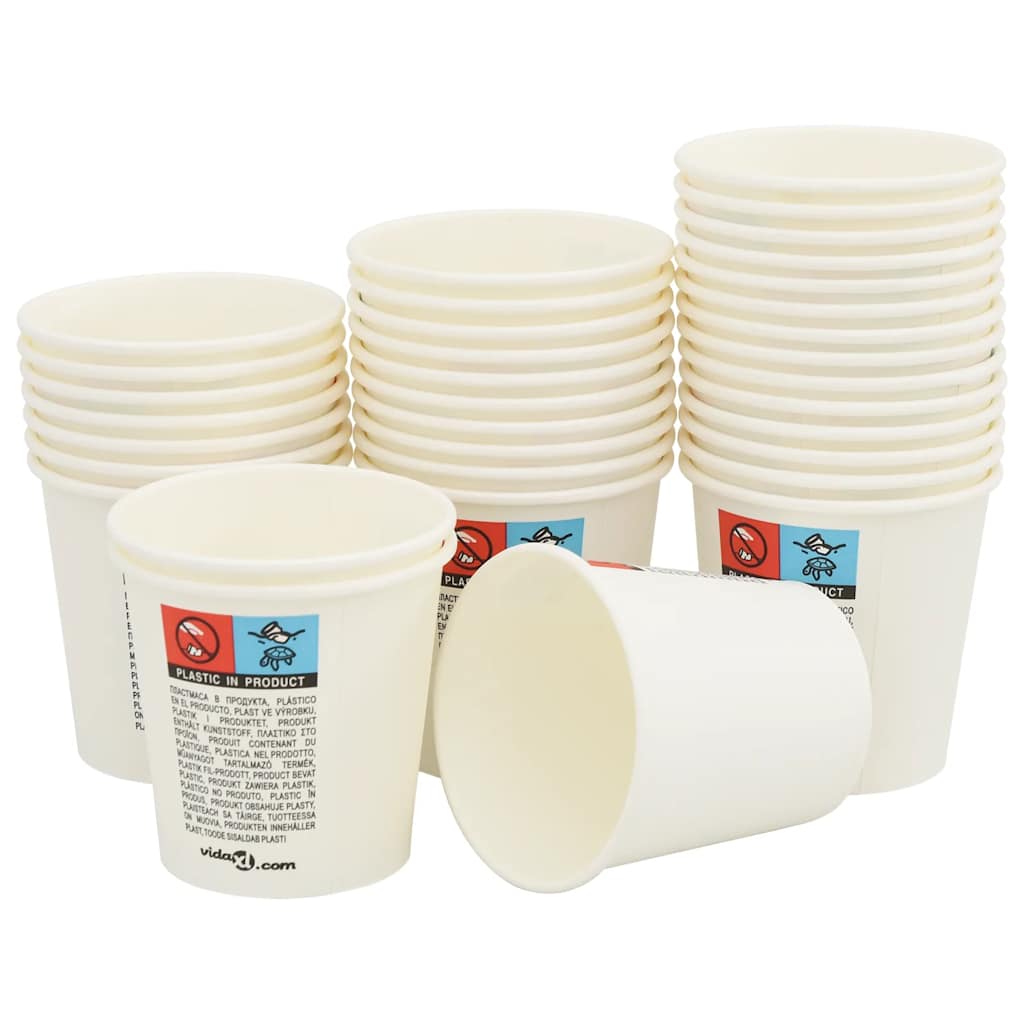 vidaXL Papierowe kubki, 1000 szt., 4oz, 100ml, biały