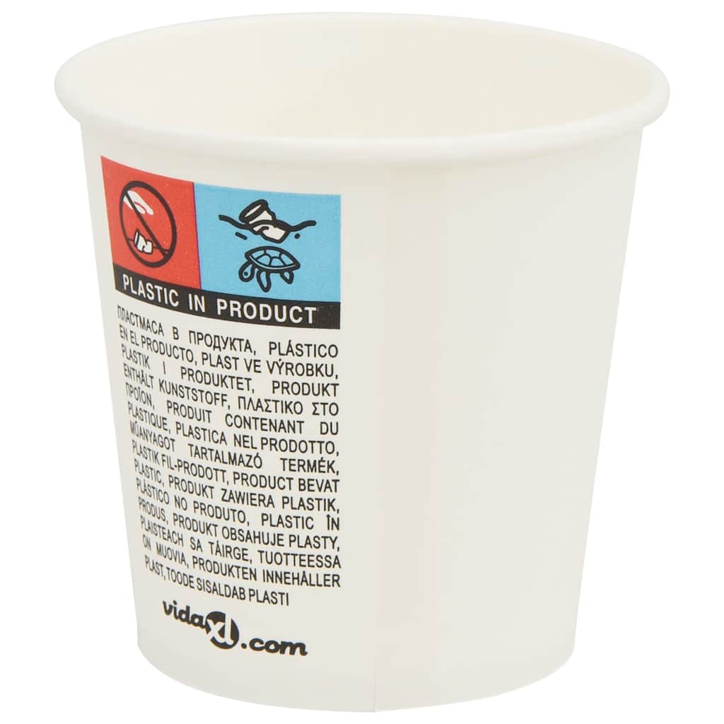 vidaXL Papierowe kubki, 1000 szt., 4oz, 100ml, biały