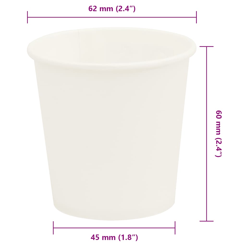 vidaXL Papierowe kubki, 1000 szt., 4oz, 100ml, biały