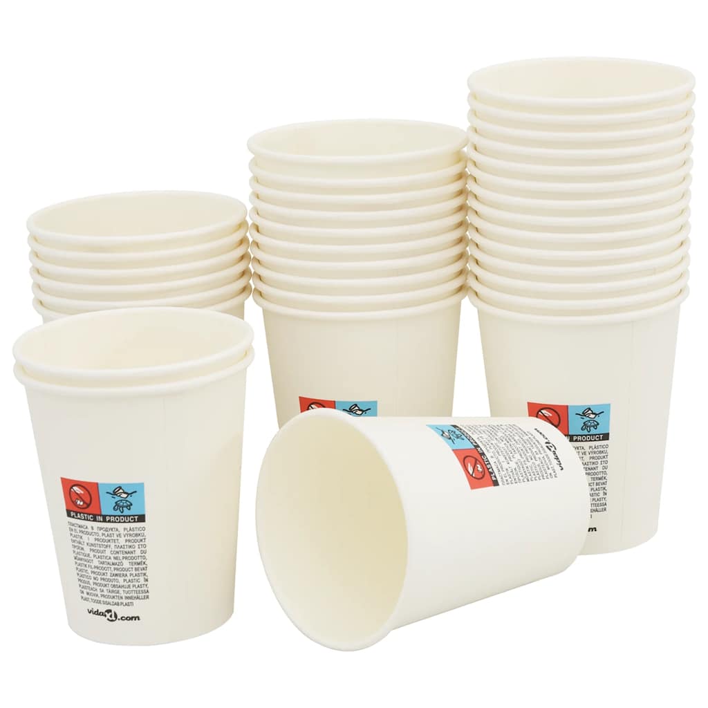 vidaXL Papierowe kubki, 1000 szt., 8oz, 200ml, biały