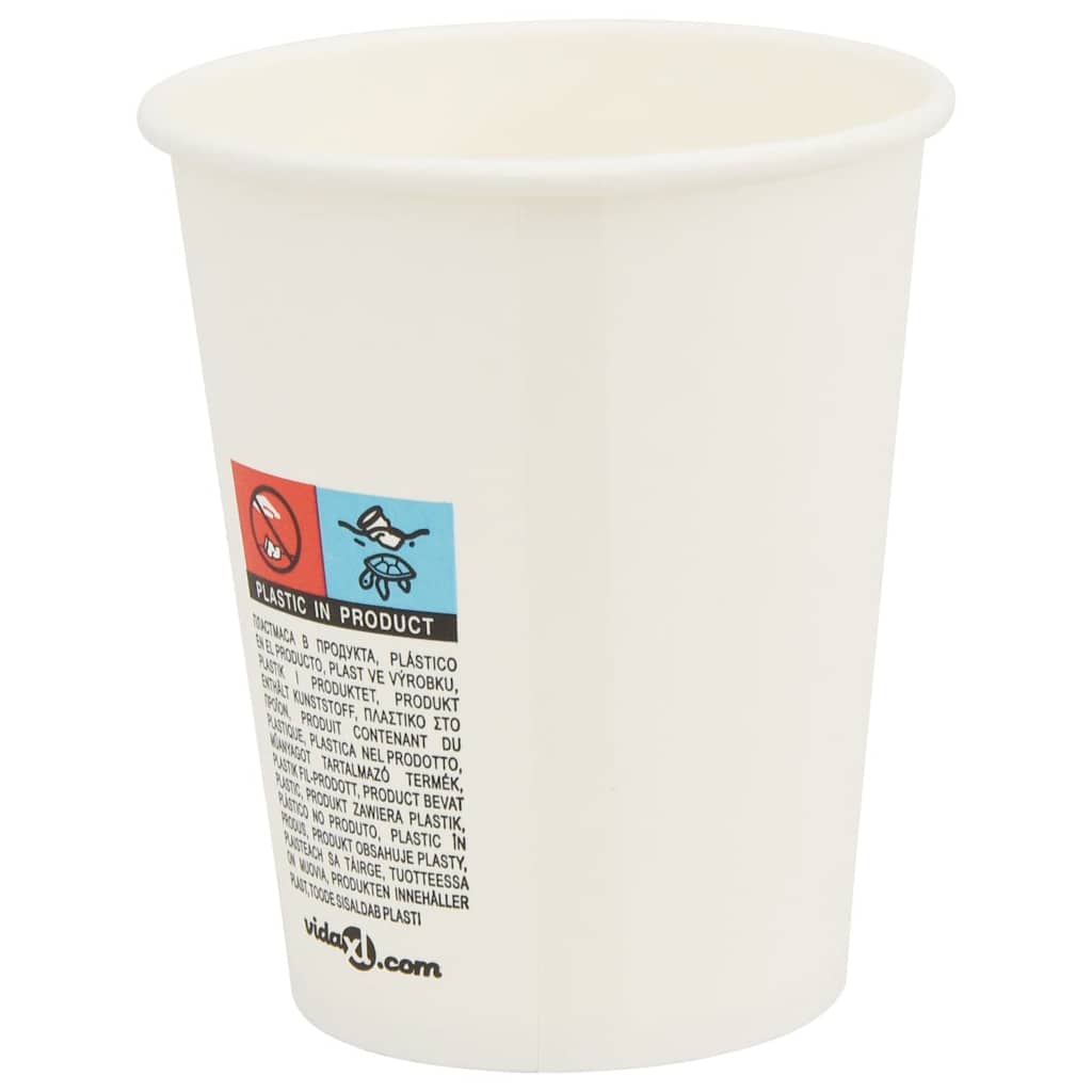 vidaXL Papierowe kubki, 1000 szt., 8oz, 200ml, biały