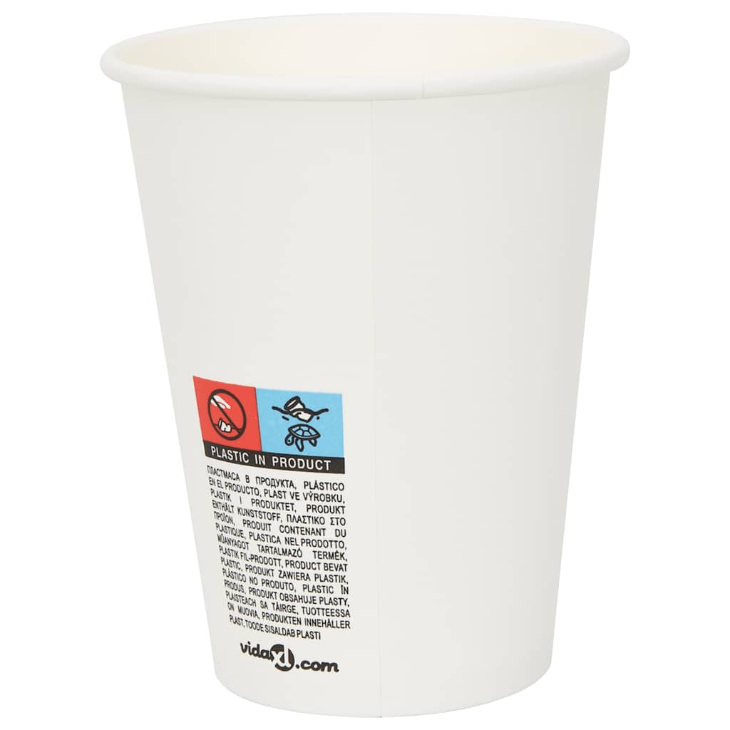 vidaXL Papierowe kubki, 1000 szt., 12oz, 300ml, biały